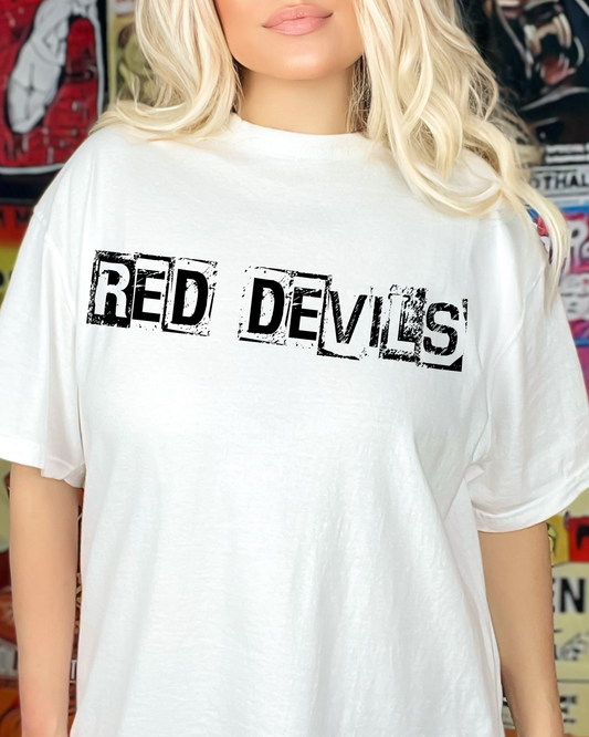 Red Devils Black And White Spray Paint Letters