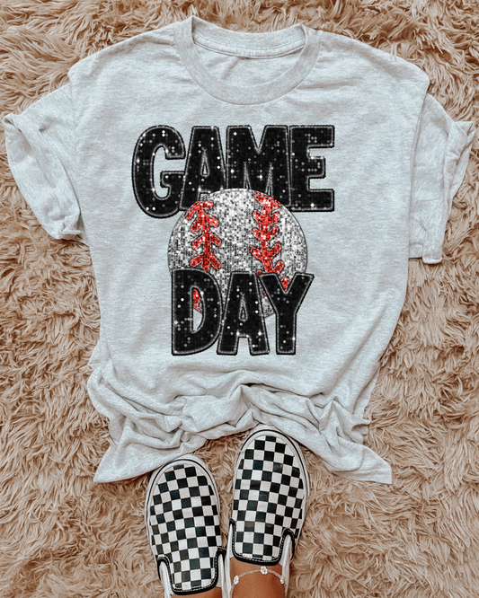 Game Day Baseball Black Glitter