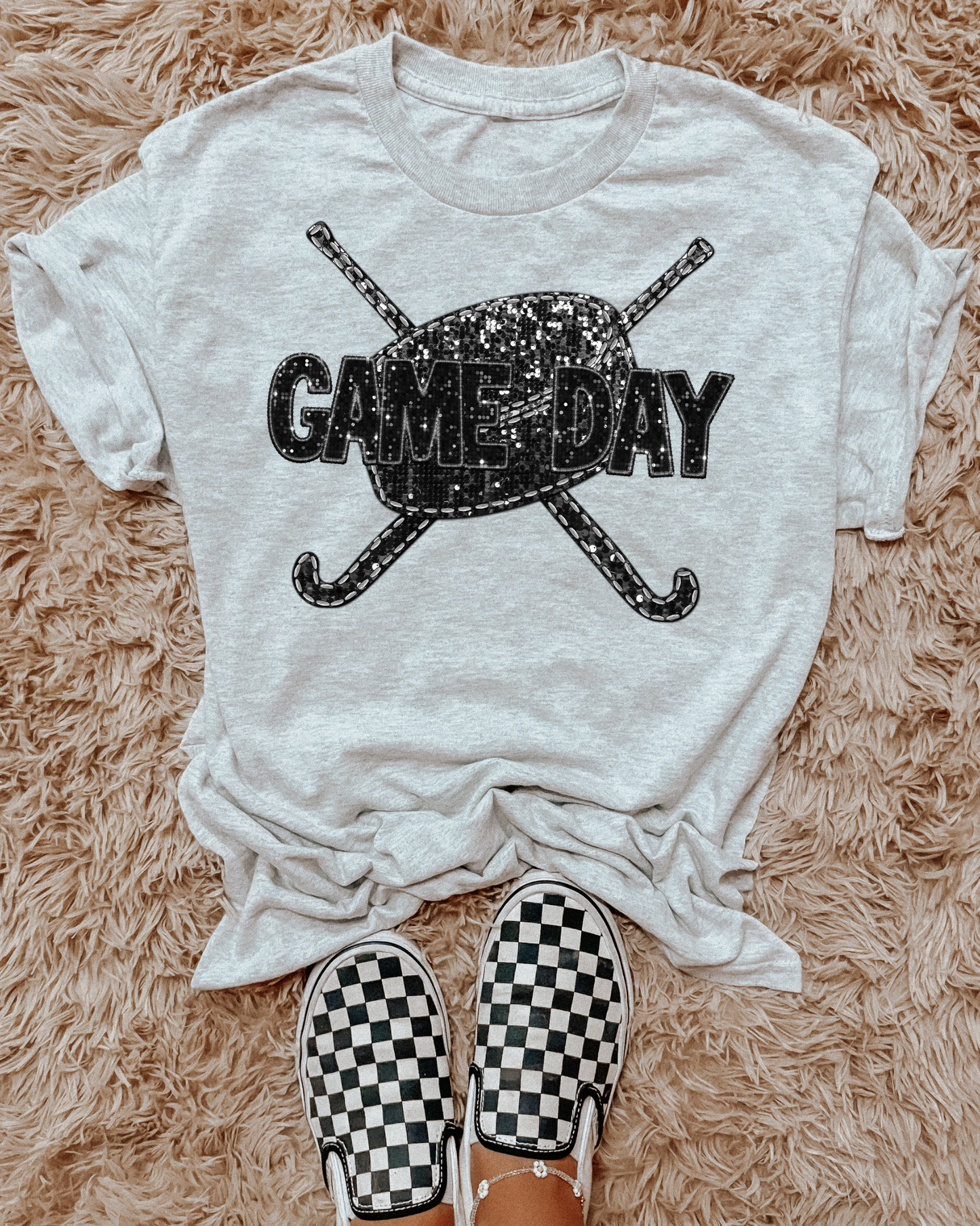 Game Day Hockey Black Glitter
