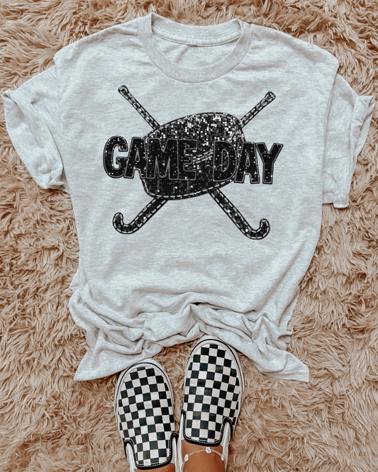Game Day Hockey Black Glitter