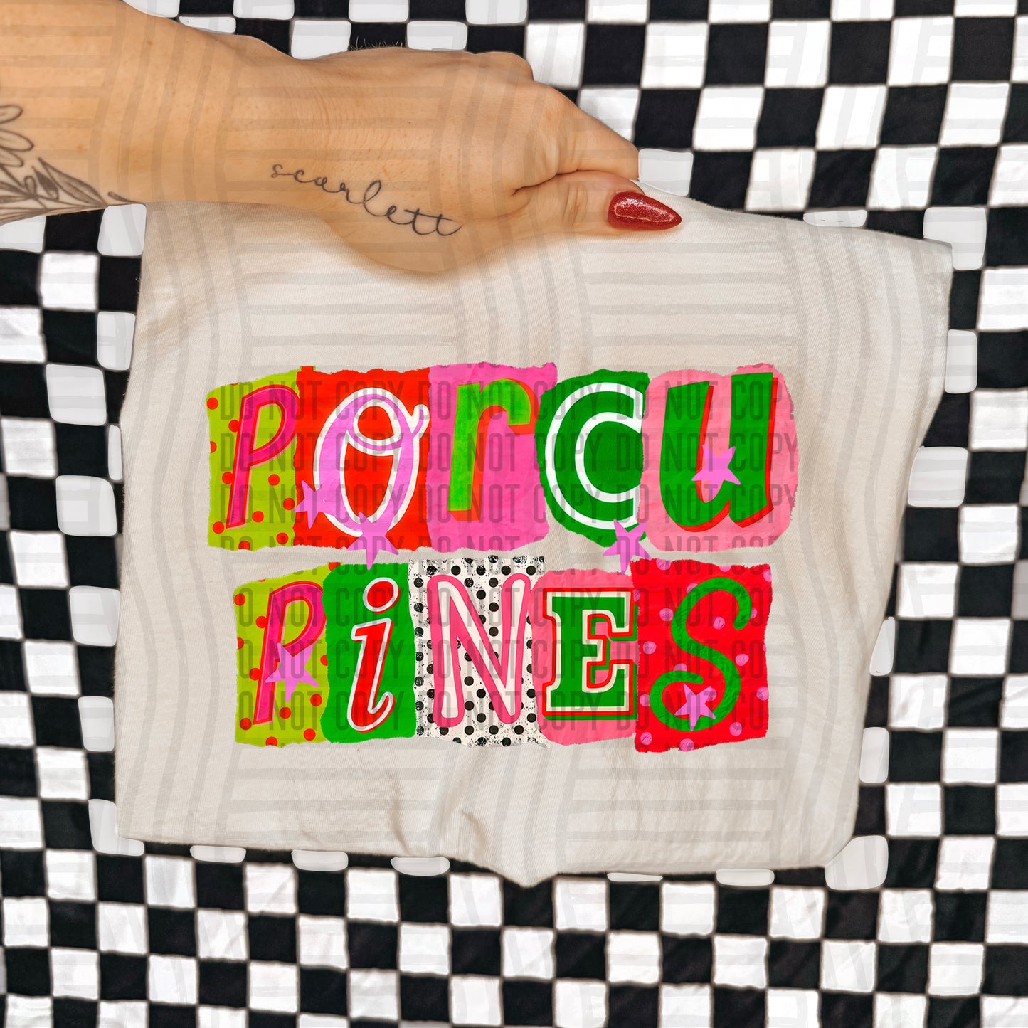PORCUPINES RED & GREEN CHECKERS
