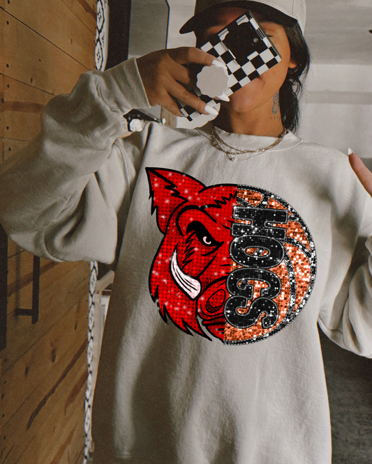 Hogs Basketball Black Glitter