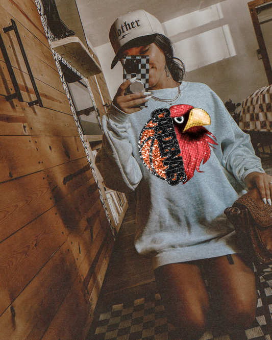 Cardinals Basketball Black Glitter