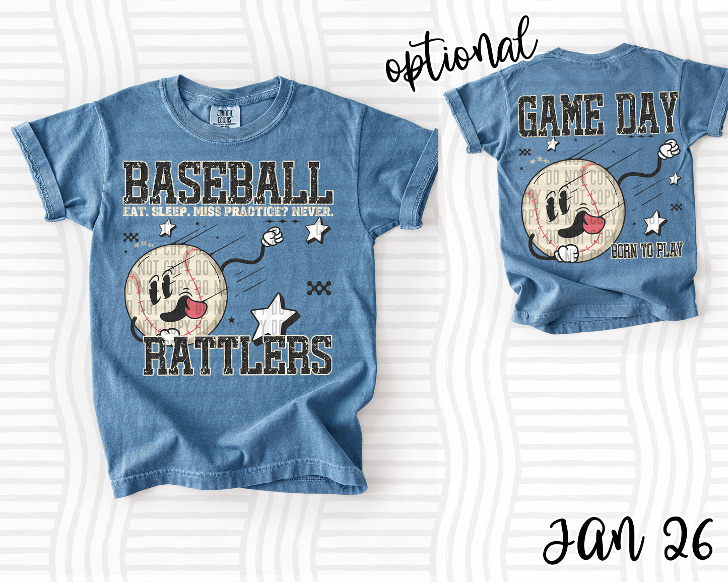 BASEBALL EAT. SLEEP. MISS PRACTICE? NEVER. RATTLERS (FRONT)