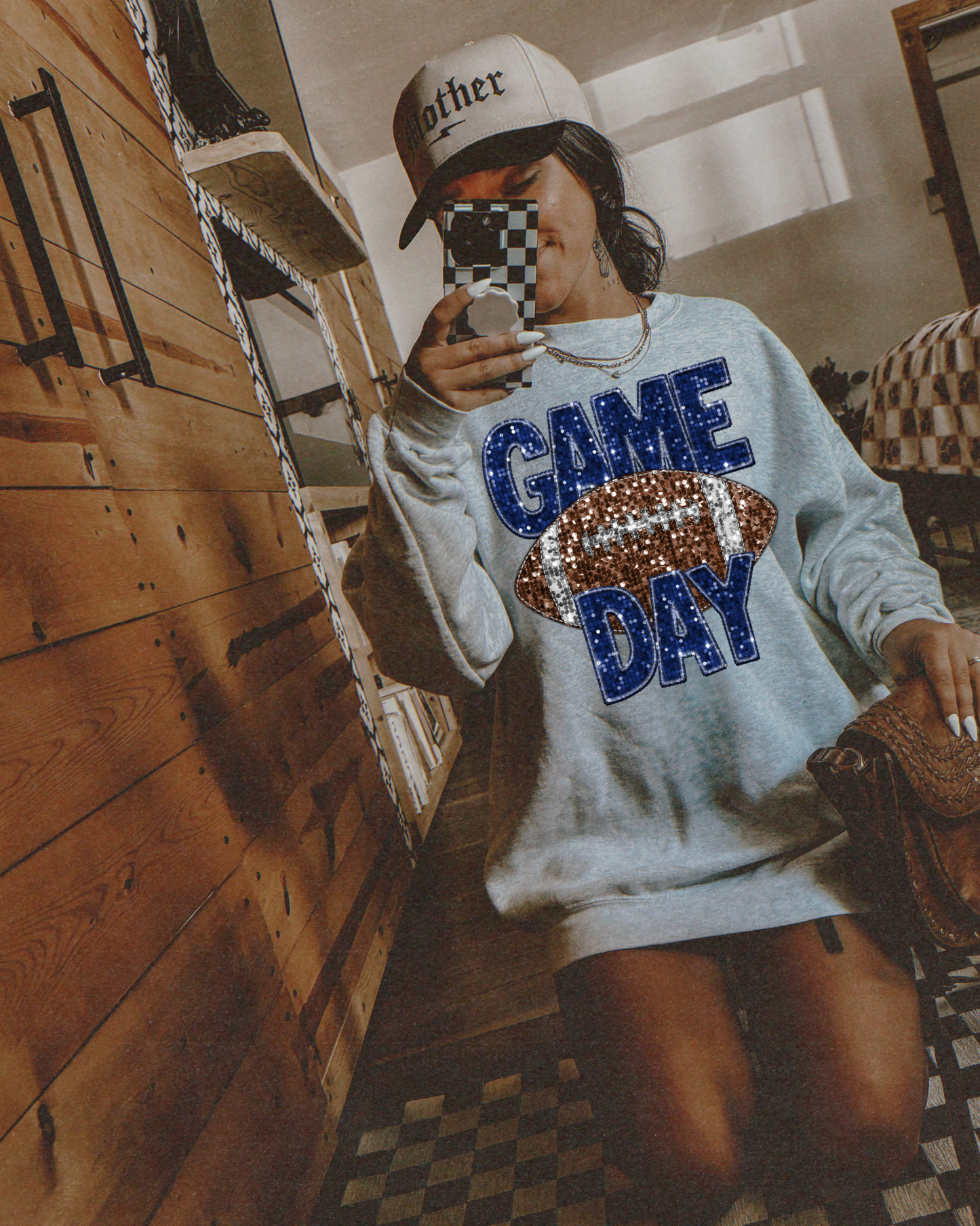 Game Day Football Blue Glitter