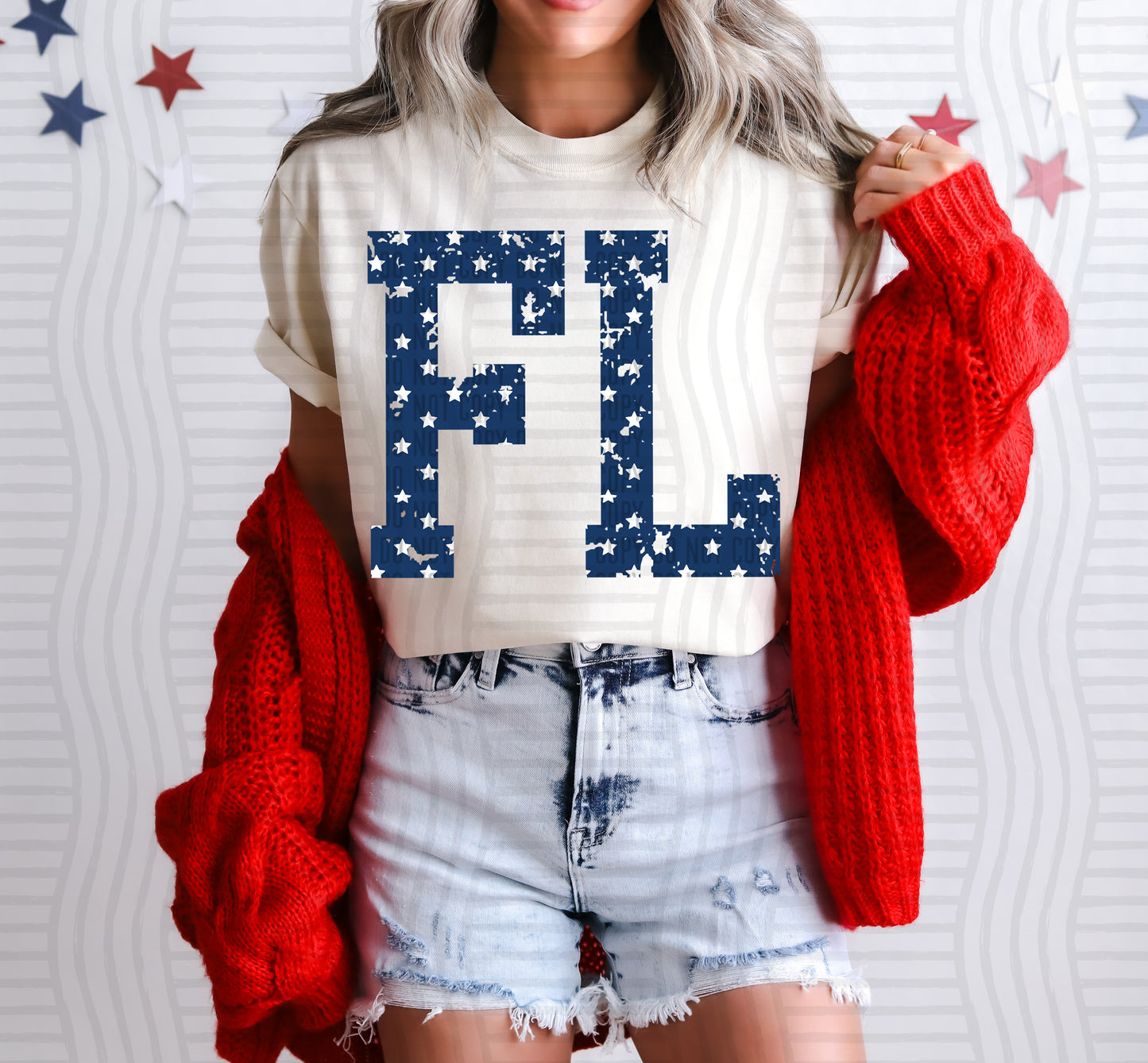 FL BLUE WITH STARS & DISTRESSED