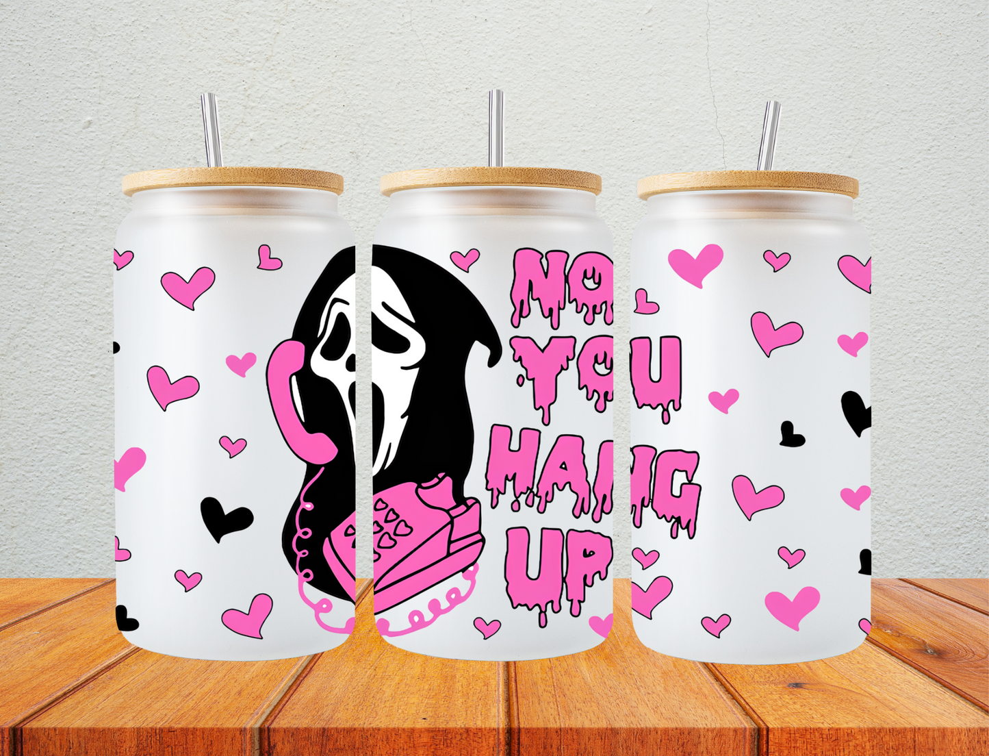 No you hang up, pink/black hearts - UV Libby Wrap