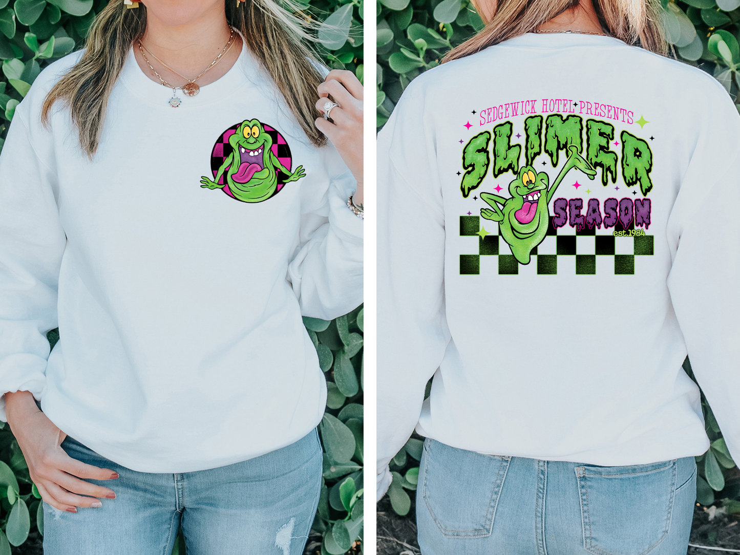 Slimer, pink checkered - front