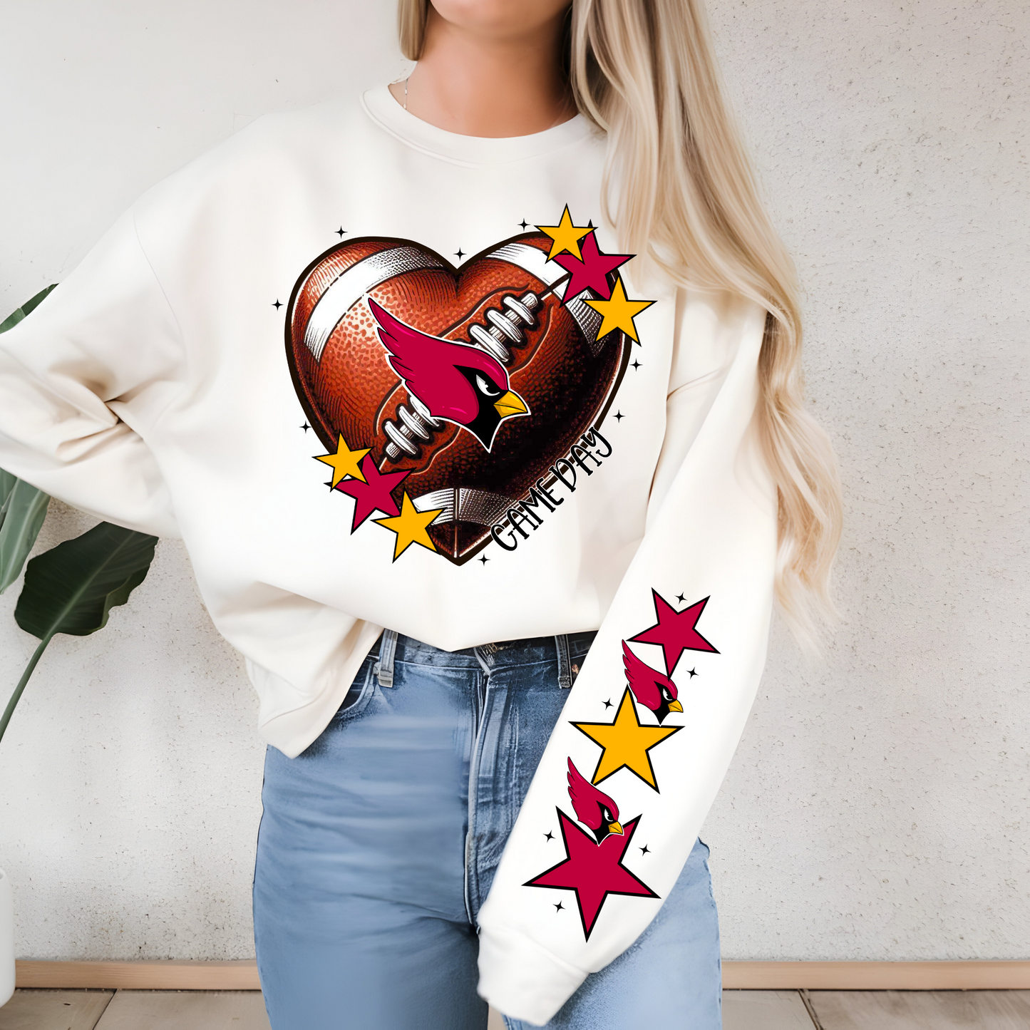 Arizona Cardinals Heart Shaped Football-Sleeve