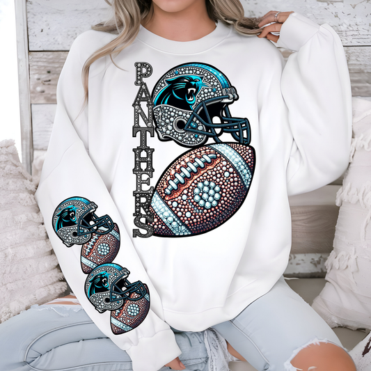 Diamond Studded Football - PANTHERS - SLEEVE