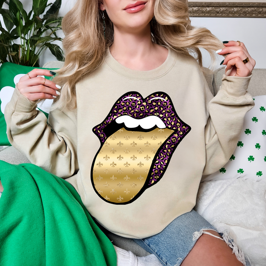 St. Patrick's Day Rolling Stones Tongue Purple & Yellow
