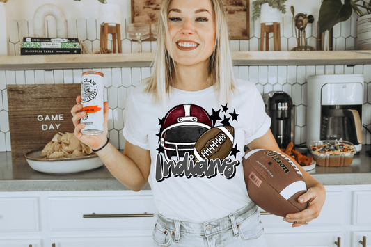 Indians with helmet- grey letters & maroon helmet