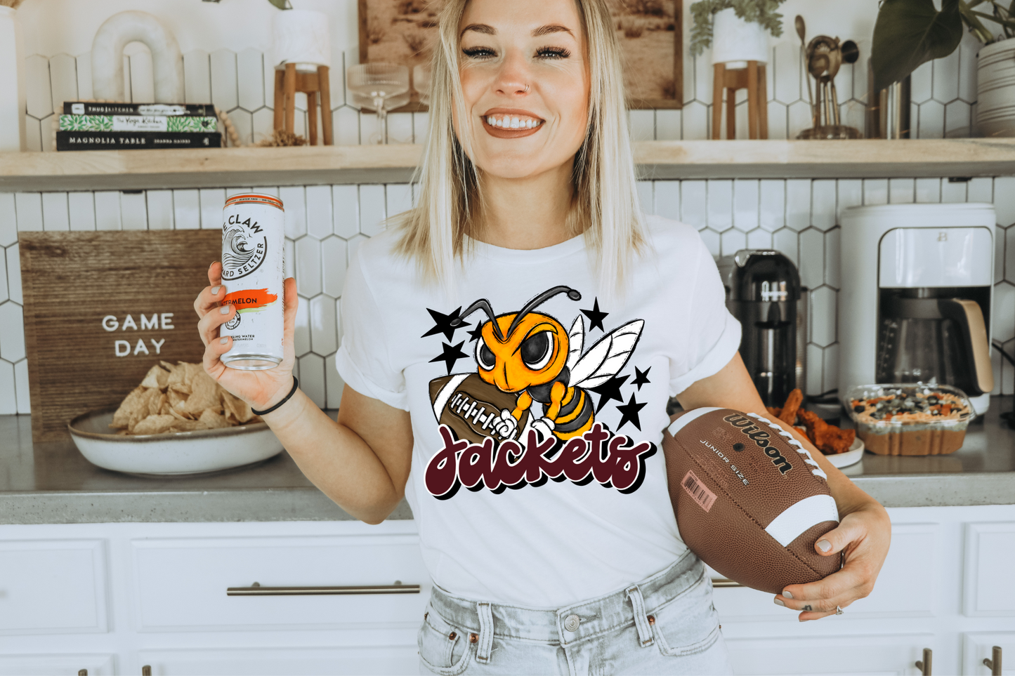Jackets with mascot- maroon letters