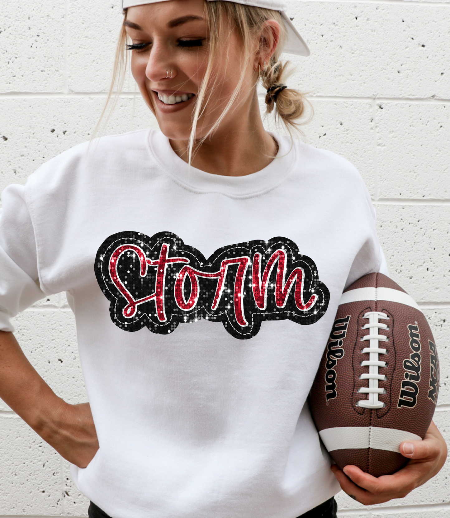 Storm, red/black - faux sequin