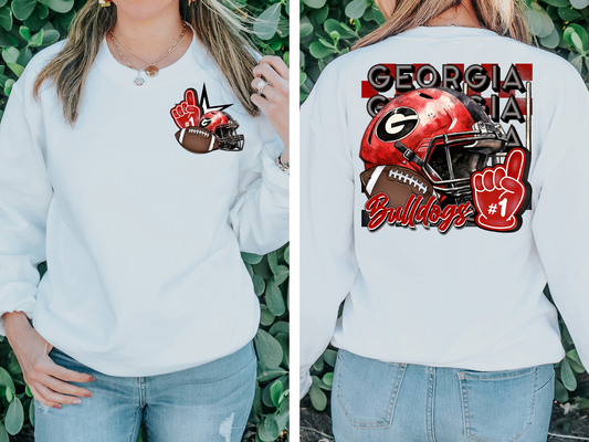 Georgia helmet, foam finger and football - front