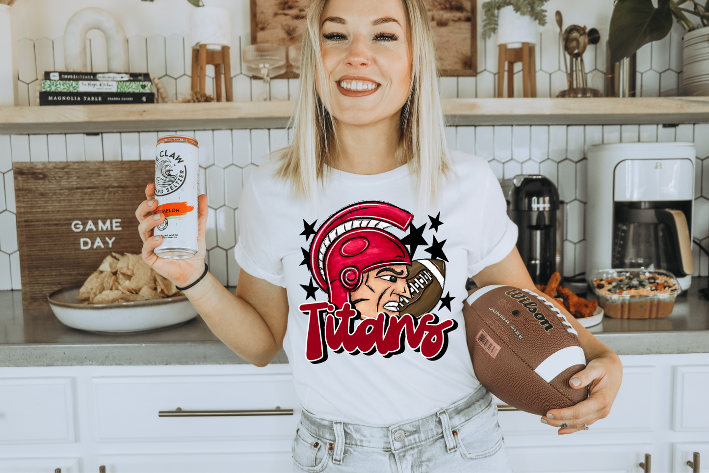 Titans with mascot-red