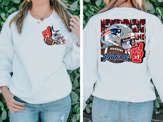 Patriots helmet, foam finger & football - front