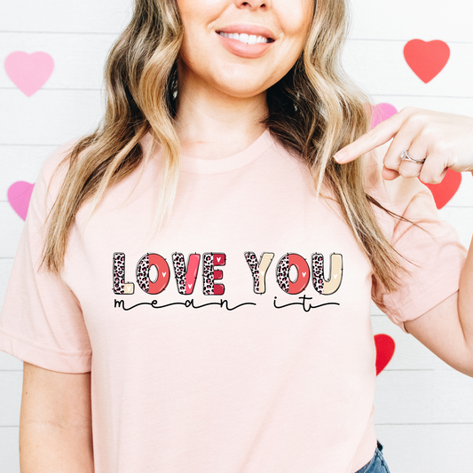 Love You Mean It Leopard Heart Letters- DTF Transfer