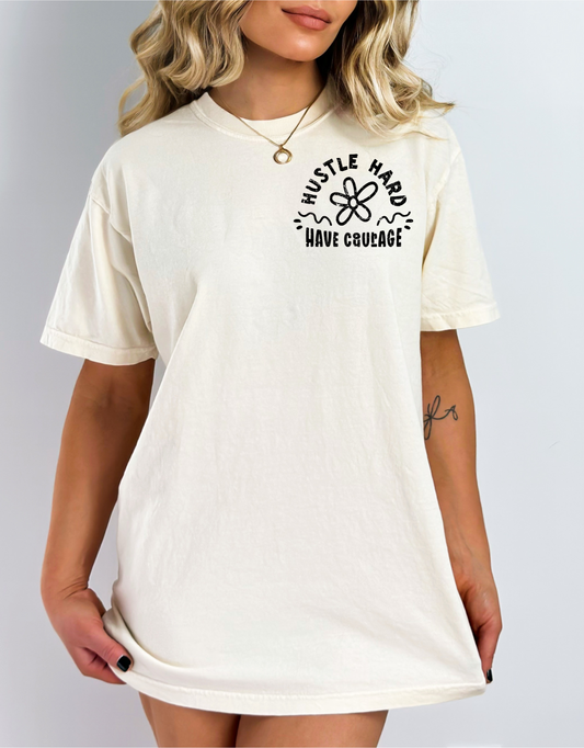 Hustle hard have courage-black pocket