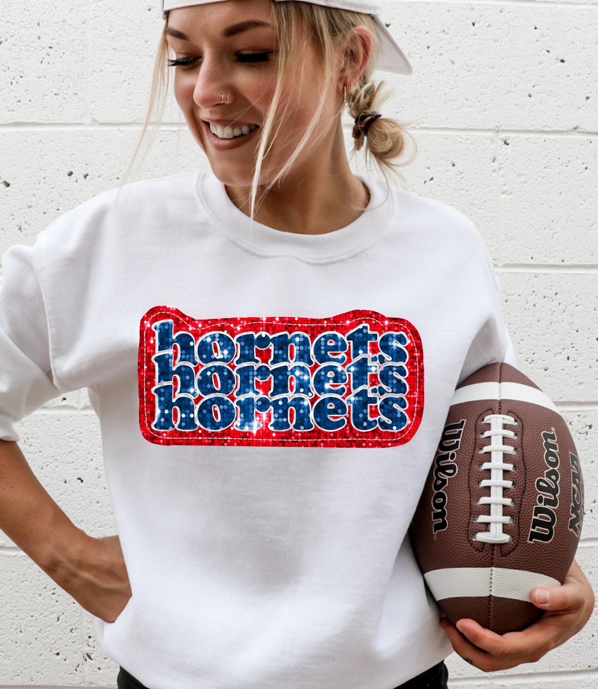 Hornets, blue/orange - faux sequin
