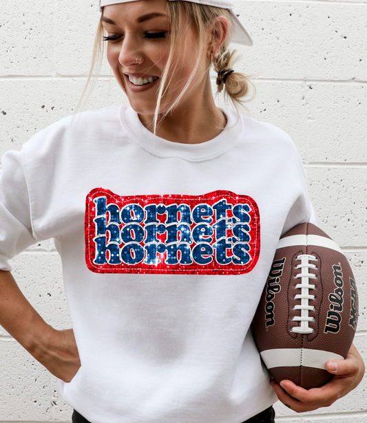 Hornets, blue/orange - faux sequin
