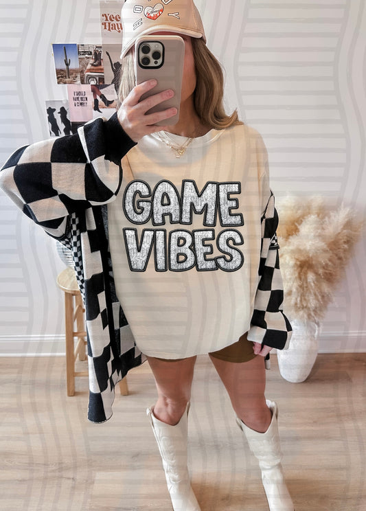GAME VIBES GREY FAUX GLITTER