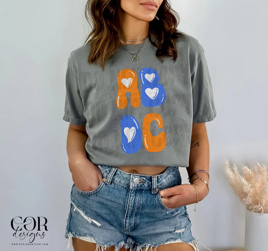 ABDC Orange And Blue Letters