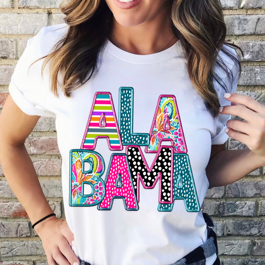 Faux Embroidery Patterned Alabama
