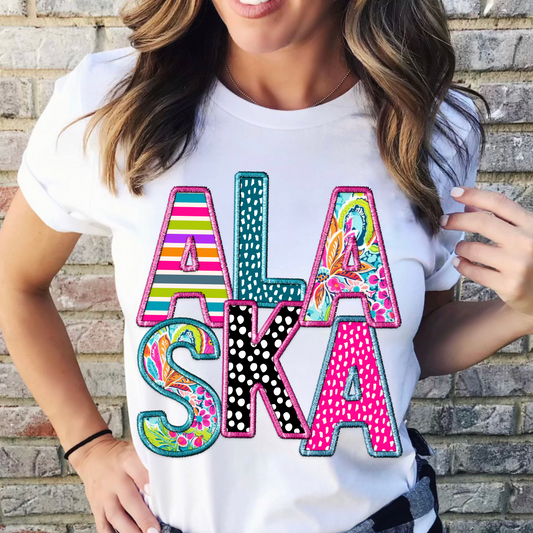 Faux Embroidery Patterned Alaska