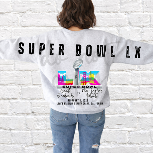 SUPER BOWL LX (LOGO & WORDS AT BOTTOM ONLY - BLACK)