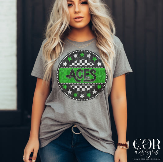 Aces Green And White Star Circle