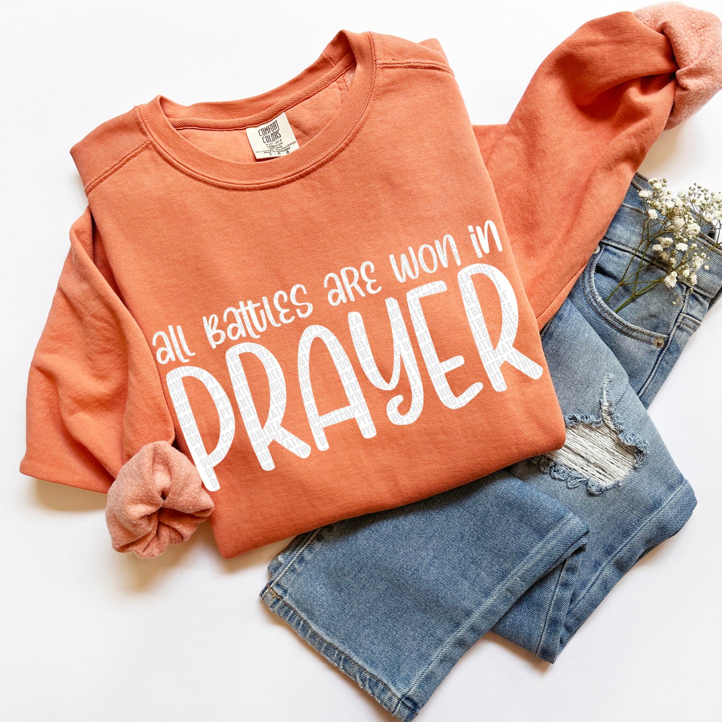 All Battles are won in Prayer - white