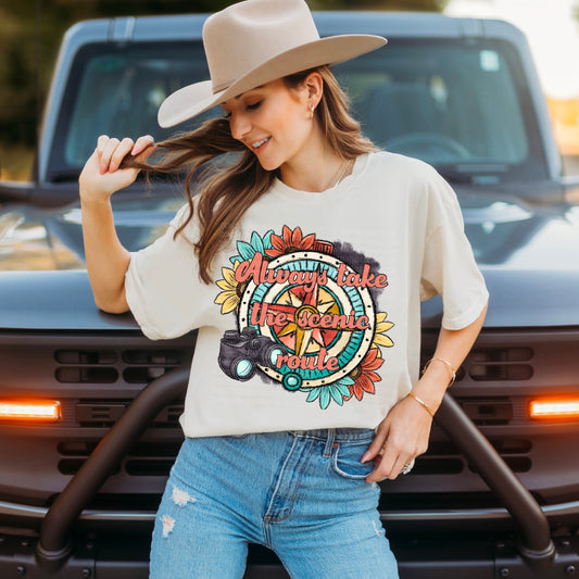 Always Take The Scenic Route Binoculars -DTF Transfer