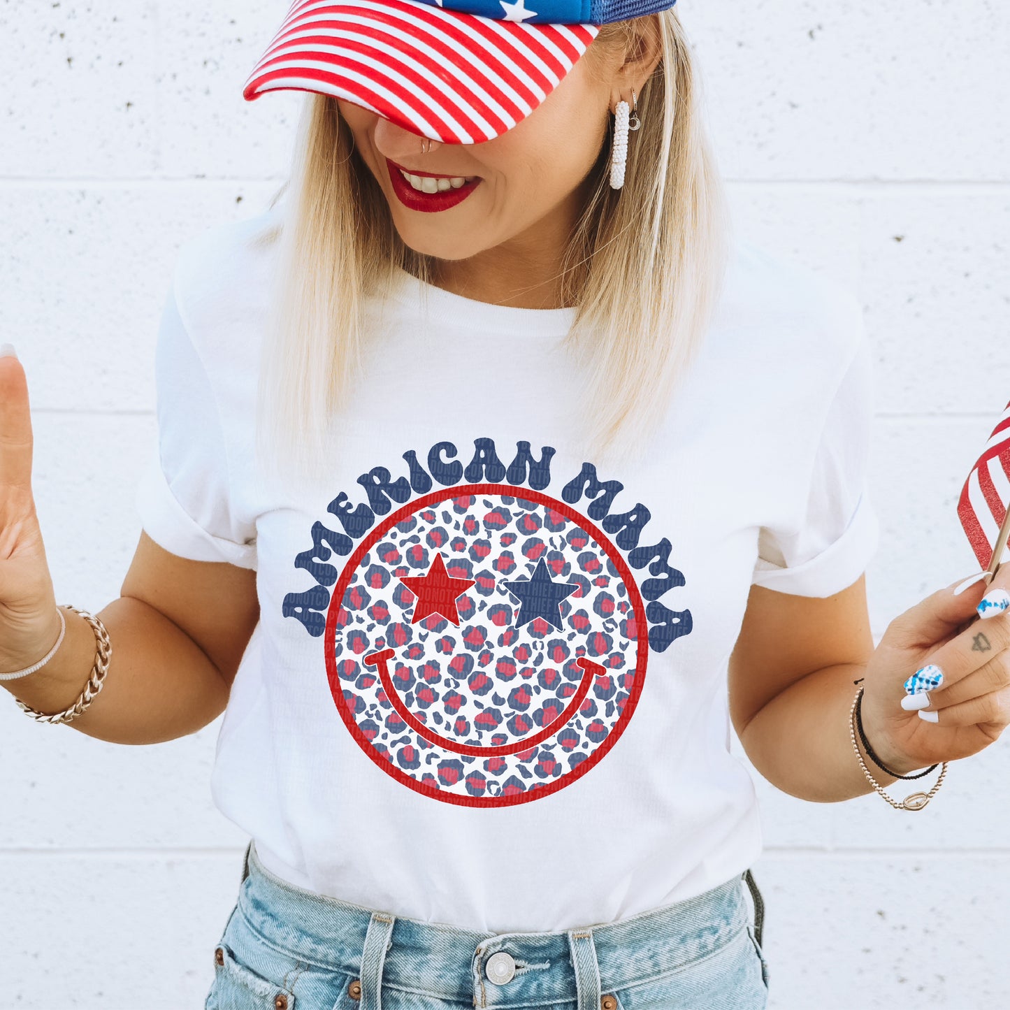 American Mama Leopard Smiley - DTF Transfer