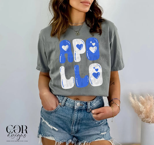 Apollo Blue And White Letters