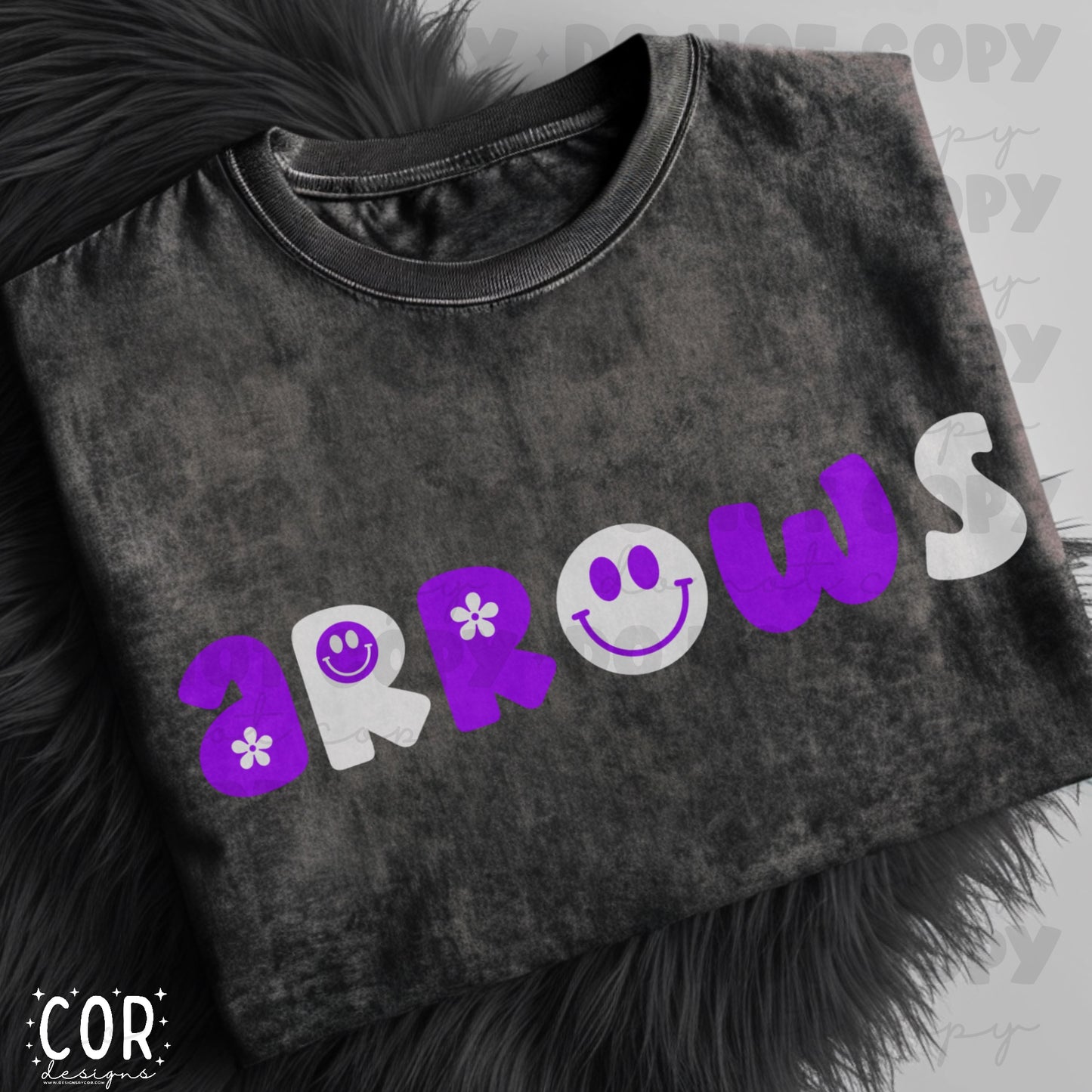 Arrows Purple And White Flowers And Smiley Face Letters