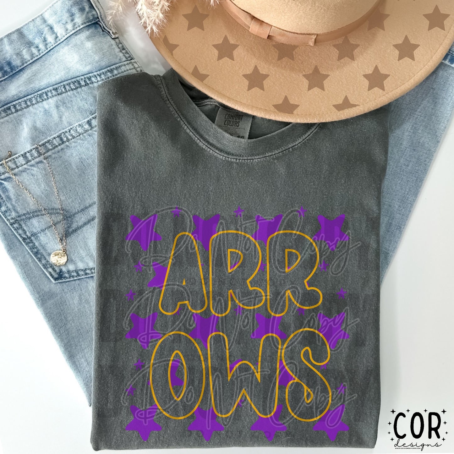 Arrows Yellow And Purple Stars