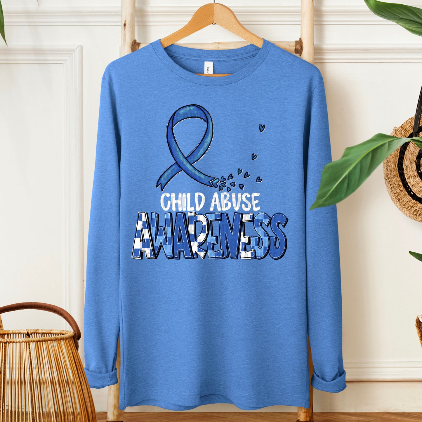 Child Abuse Awareness-white (checkered blue)
