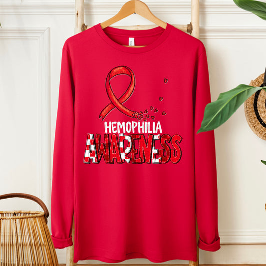 Hemophilia Awareness-white (checkered red)