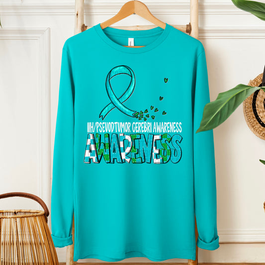 IIH/Pseudotumor Cerebri Awareness-white (checkered blue)