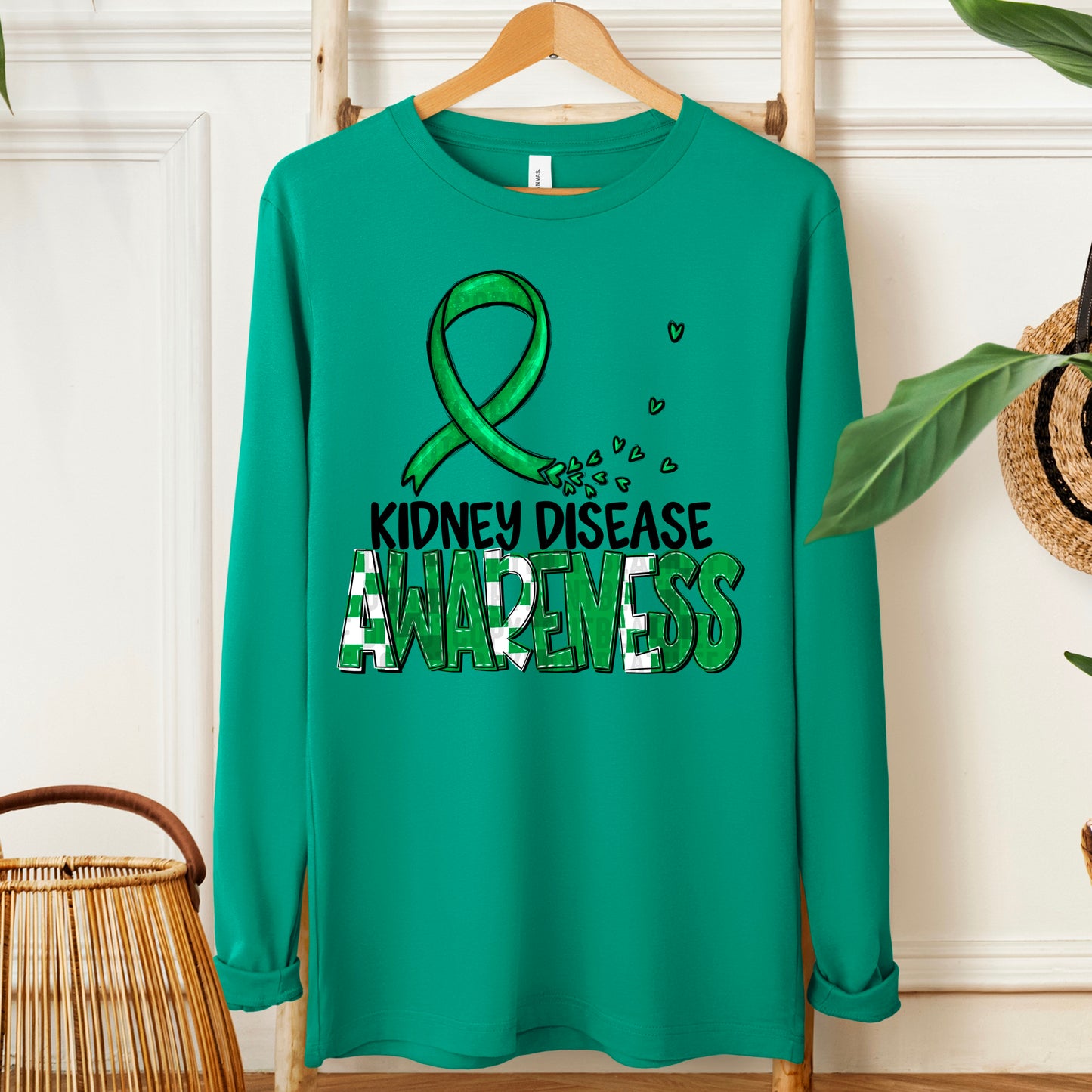 Kidney Disease Awareness -black (checkered green)