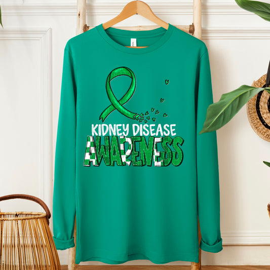 Kidney Disease Awareness -white (checkered green)