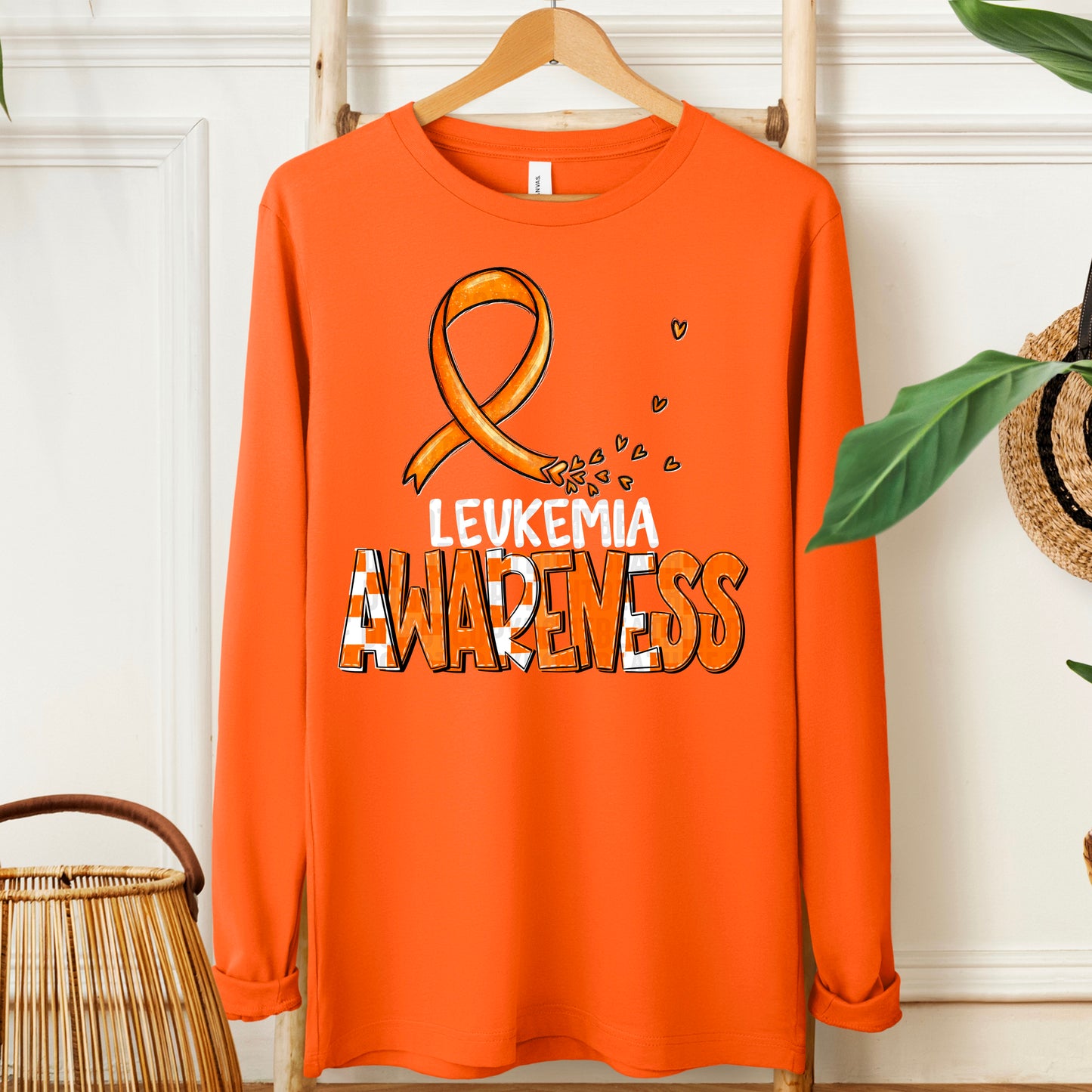 Leukemia Awareness- white (checkered orange)