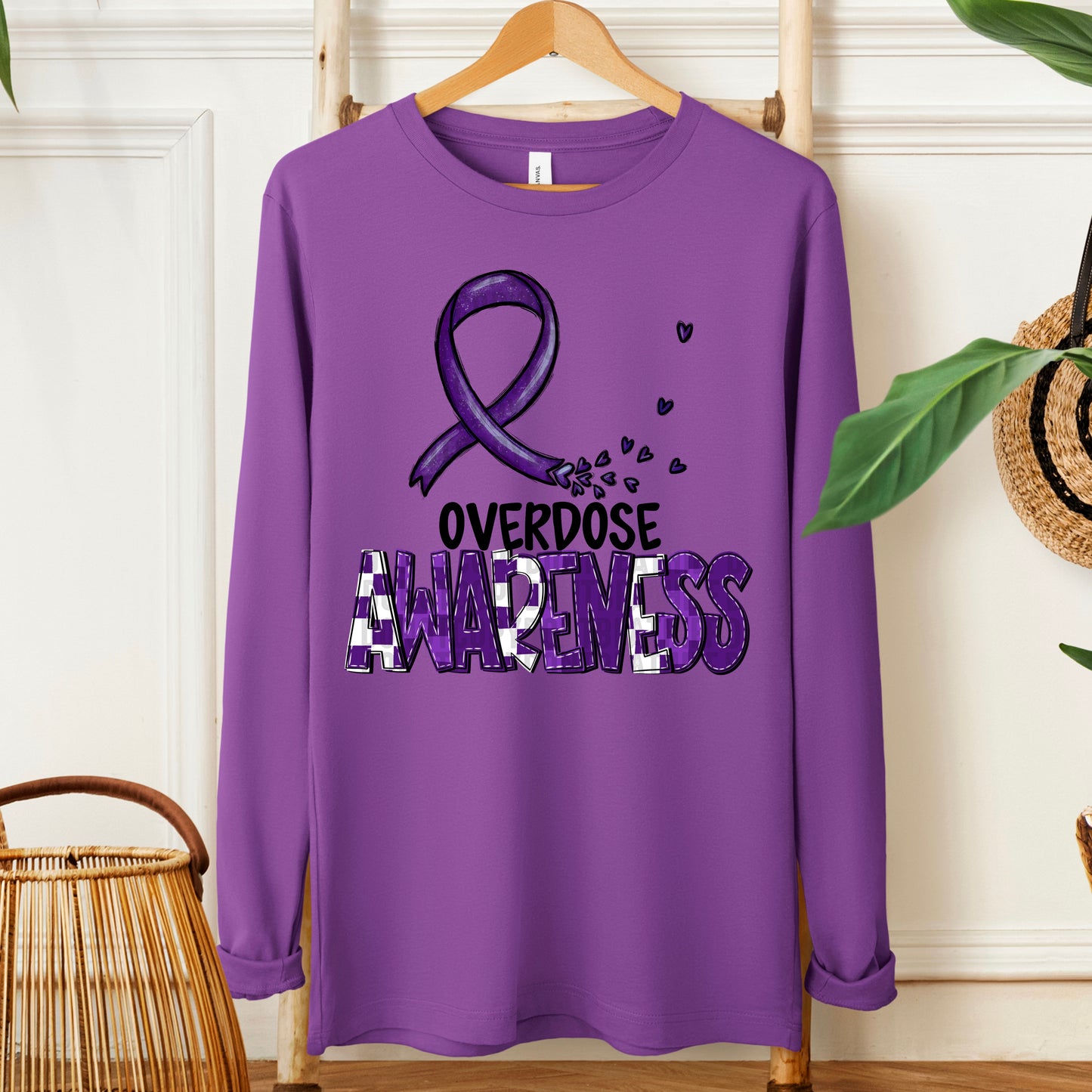 Overdose Awareness-black (checkered purple)