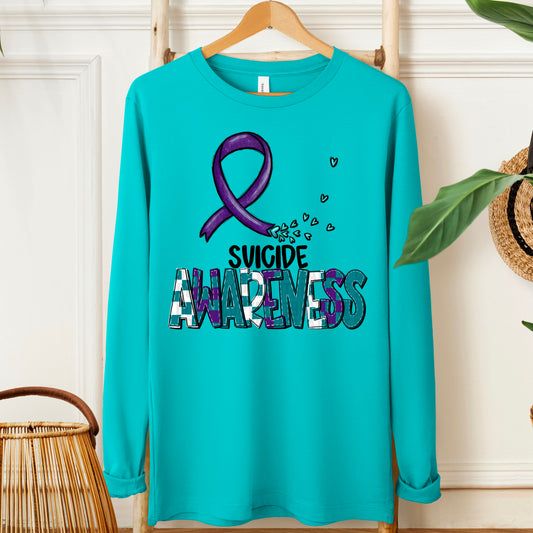 Suicide Awareness-black (checkered purple/teal)