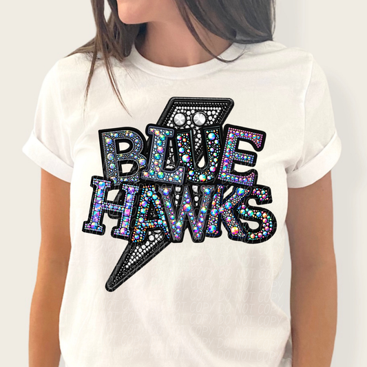 Blue Hawks Sequined Lightning Bolt