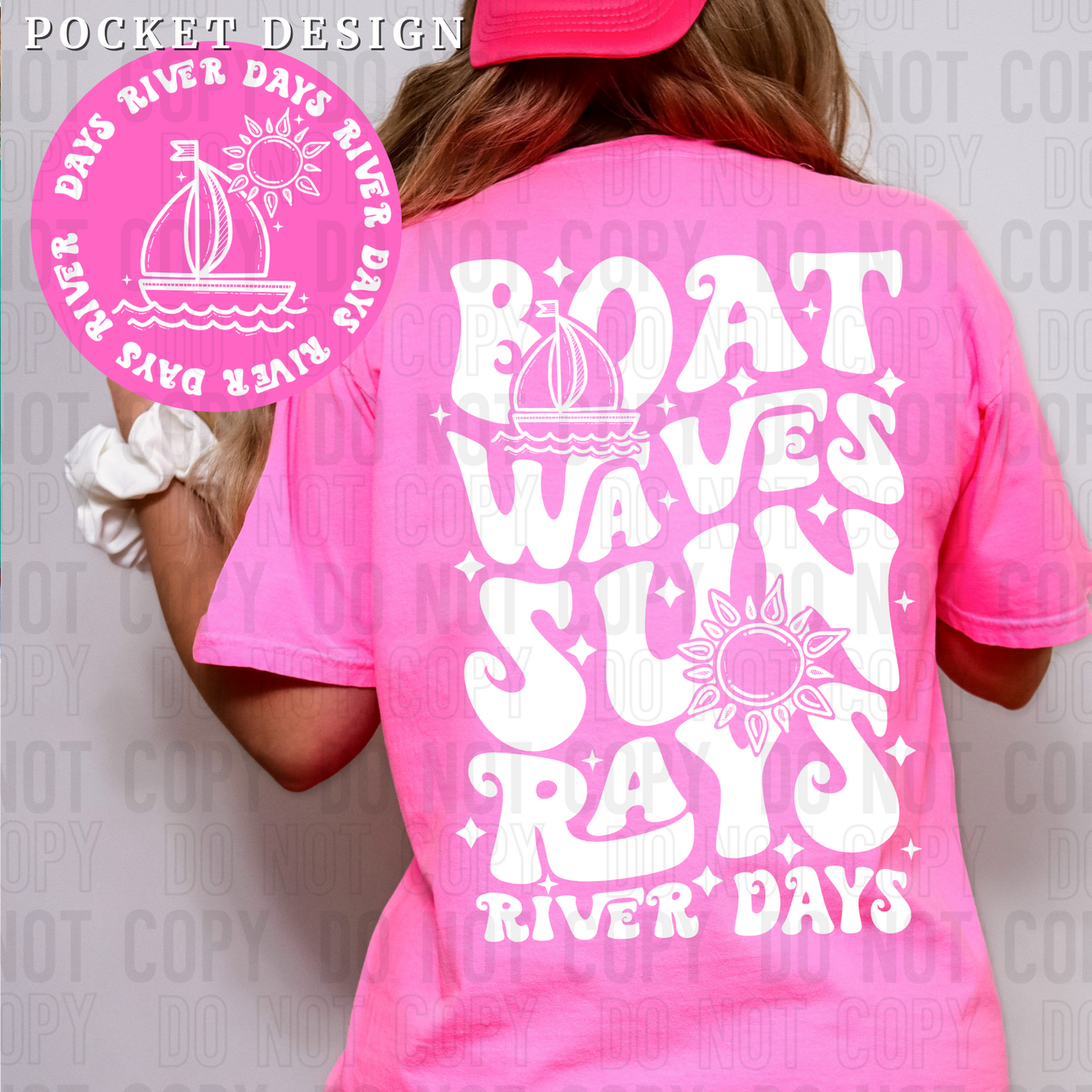 Boat waves sun rays river days-white (back)