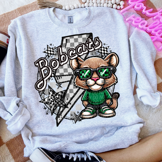 Bobcats Checkered Lightning Bolt