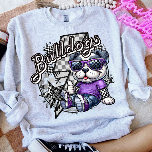 Bulldogs Checkered Lightning Bolt Purple
