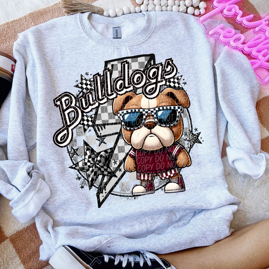 Bulldogs Checkered Lightning Bolt